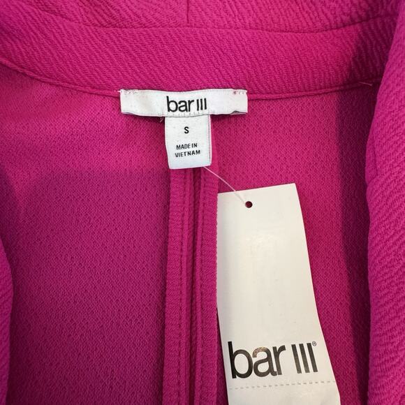 NEW Bar lll Fuchsia Pink 3/4 Ruched Sleeve Stretch Blazer Jacket Size Small NWT - Picture 2 of 15